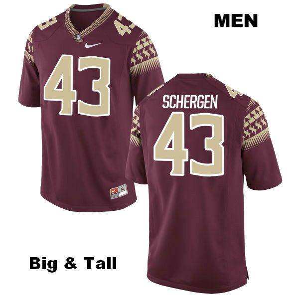 Men's NCAA Nike Florida State Seminoles #43 Joseph Schergen College Big & Tall Red Stitched Authentic Football Jersey VHM0769PG